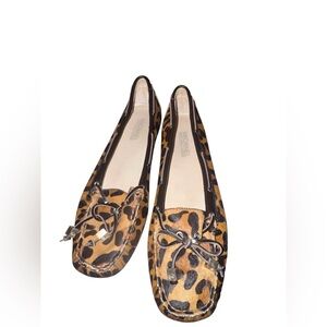Michael Kors Animal Leather upper sole Print Flats leopard